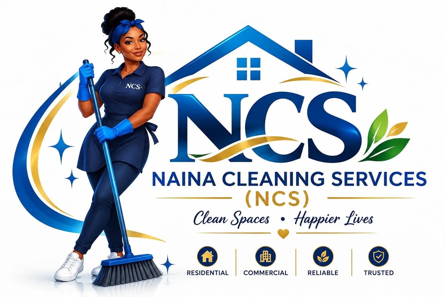 Naina Cleaning Services logo: Clean Spaces, Happier Lives